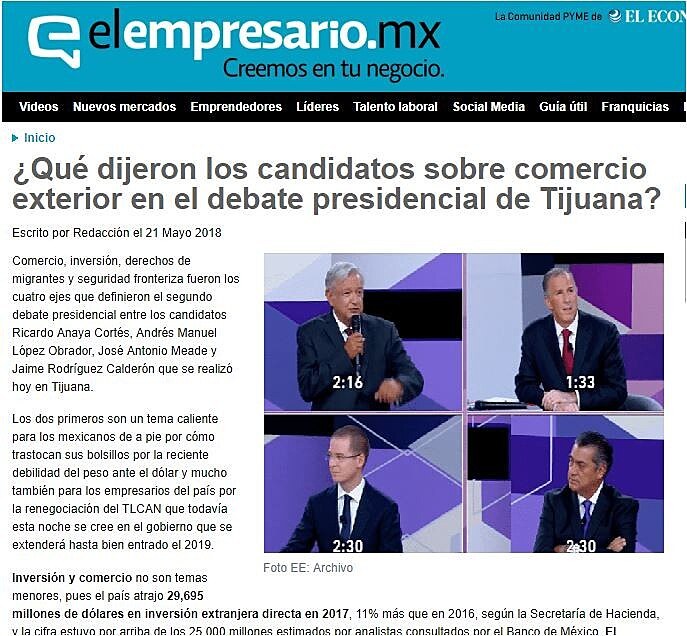Qu dijeron los candidatos sobre comercio exterior en el debate presidencial de Tijuana?